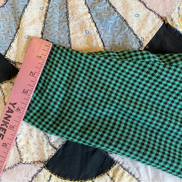 VINTAGE Dress MODA INTL Green Black Checkered Plaid Pencil Bottom Roomy Top 8 - Picture 13 of 16